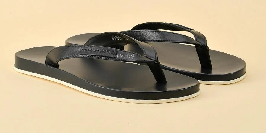 Dép Dolce & Gabbana D&G Rubber Thong Sandals Màu Đen