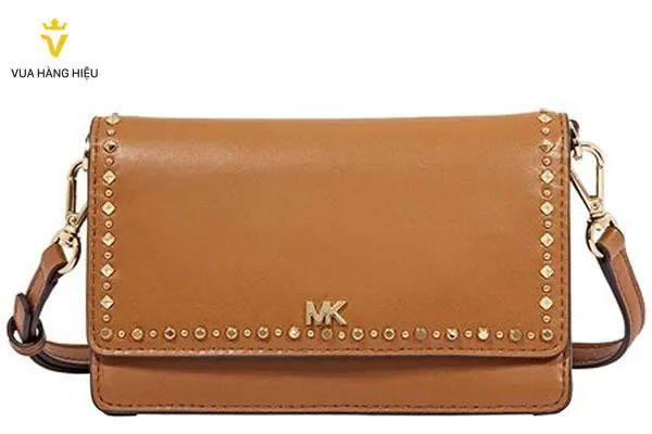 Túi Đeo Chéo Michael Kors MK Leather Phone Cross-Body Bag- Acorn Cho Nữ - Túi xách - Vua Hàng Hiệu
