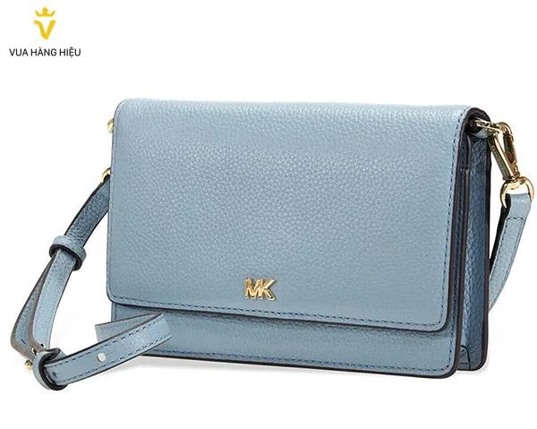Túi Đeo Chéo Michael Kors MK Pebbled Leather Convertible Crossbody- Powder Blue Cho Nữ