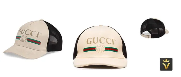 Mua Mũ Gucci Print Leather Baseball Hat Size L, da bê canvas màu trắng đục, Giá tốt