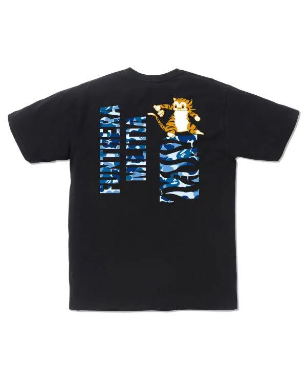 Áo Phông Bape ABC Tiger Tee Màu Đen Họa Tiết Cú Xanh Blue