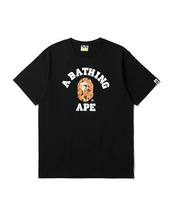 Áo Phông Bape Flame College Tee Màu Đen Họa Tiết Cam - Thời trang - Vua Hàng Hiệu