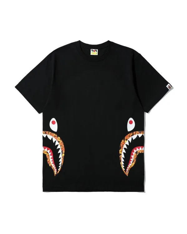 Áo Phông Bape Flame Side Shark Tee Màu Đen