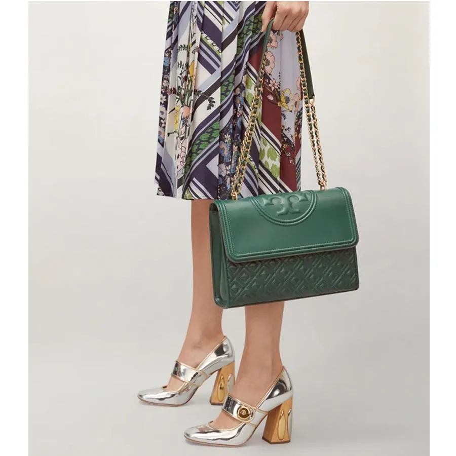 Túi Xách Tory Burch Fleming Convertible Shoulder/Cross Màu Xanh Green