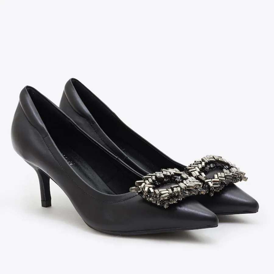 Giày Gót Thấp Nữ Pazzion 5609-18 Màu Đen Size 39