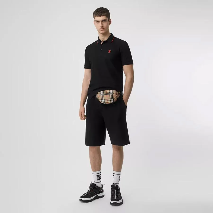 Áo Thun Nam Burberry Icon Stripe Placket Cotton Piqué Polo Shirt Màu Đen Size M - Thời trang - Vua Hàng Hiệu