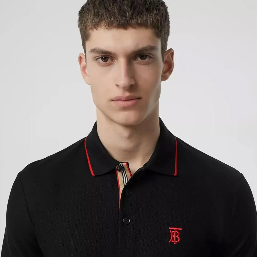 Áo Thun Nam Burberry Icon Stripe Placket Cotton Piqué Polo Shirt Màu Đen Size M - Thời trang - Vua Hàng Hiệu