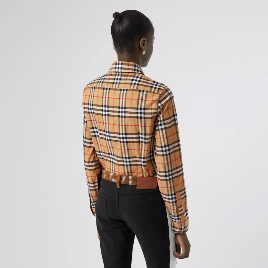 Áo Sơ Mi Dài Tay Nữ Burberry Vintage Check Cotton Oversized Shirt