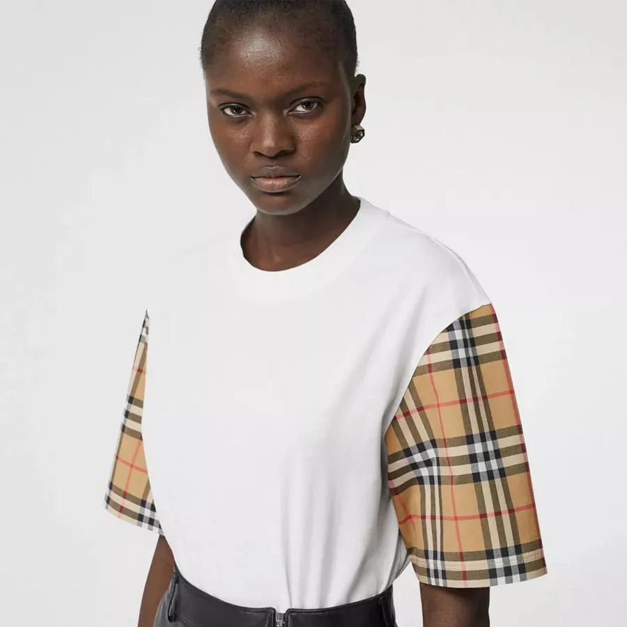 Áo Phông Burberry Vintage Check Detail Cotton T-shirt Màu Trắng - Thời trang - Vua Hàng Hiệu
