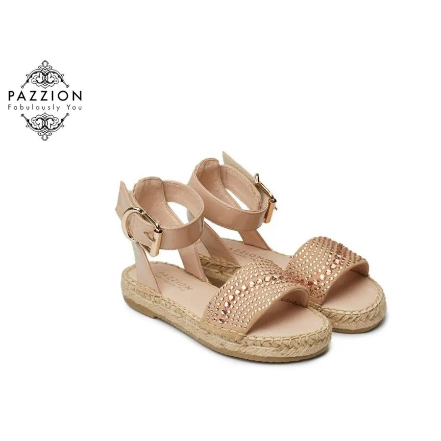Sandal Bé Gái Pazzion BB1586-1 NUDE Màu Da Size 27