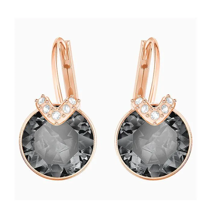 Khuyên Tai Swarovski Bella V Pierced Earrings Gray Rose-Gold Tone Plated - Trang sức - Vua Hàng Hiệu