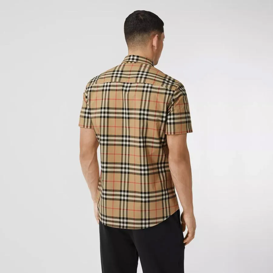 Áo Sơ Mi Burberry Short-sleeve Check Cotton Poplin Shirt Size XS