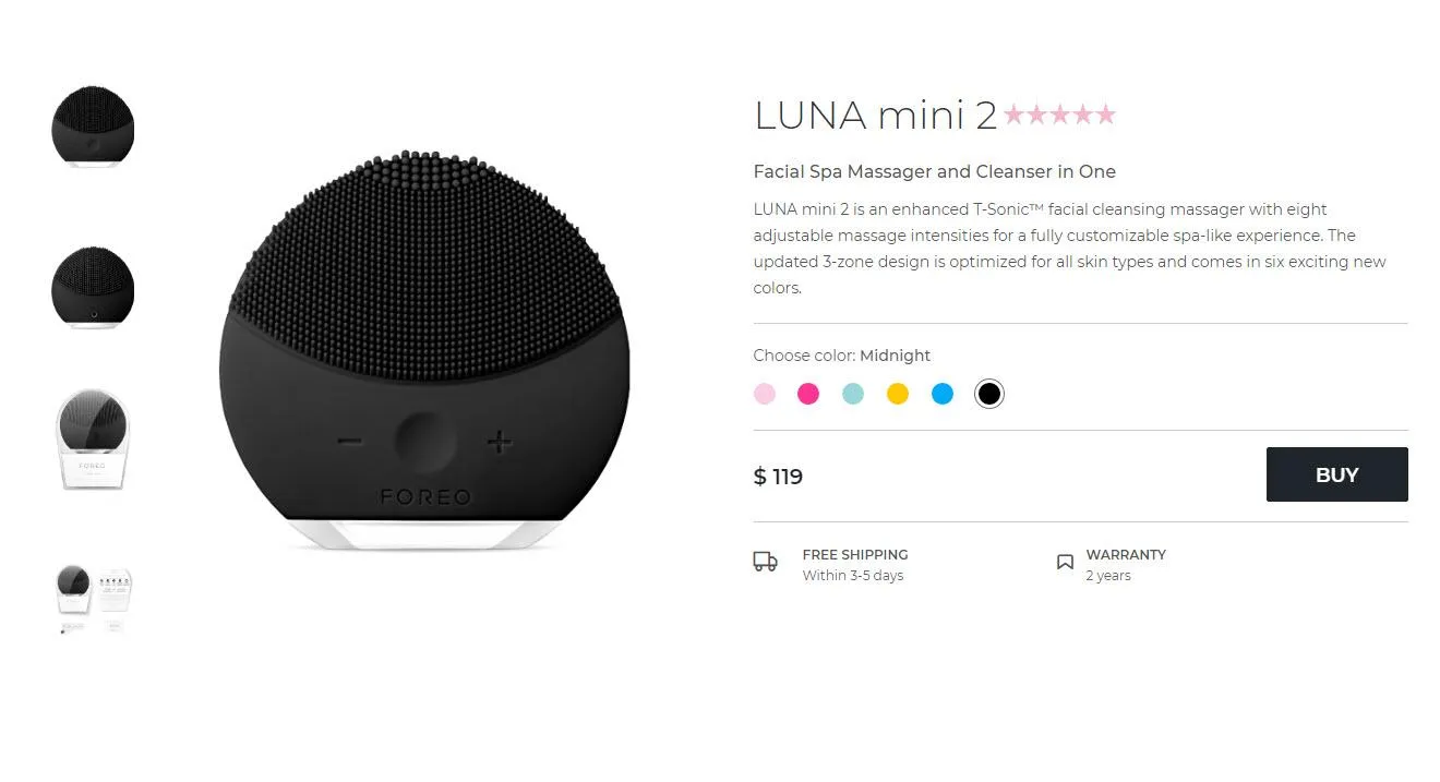 Máy Rửa Mặt Foreo Luna Mini 2 (Đen - Black Midnight)