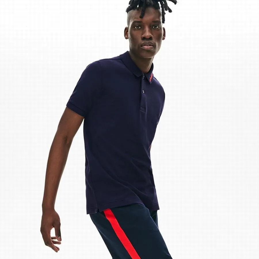 Áo Phông Unisex Lacoste LIVE Slim Fit Signature Embroidery Petit Pique Polo Shirt Xanh Navy - Thời trang - Vua Hàng Hiệu