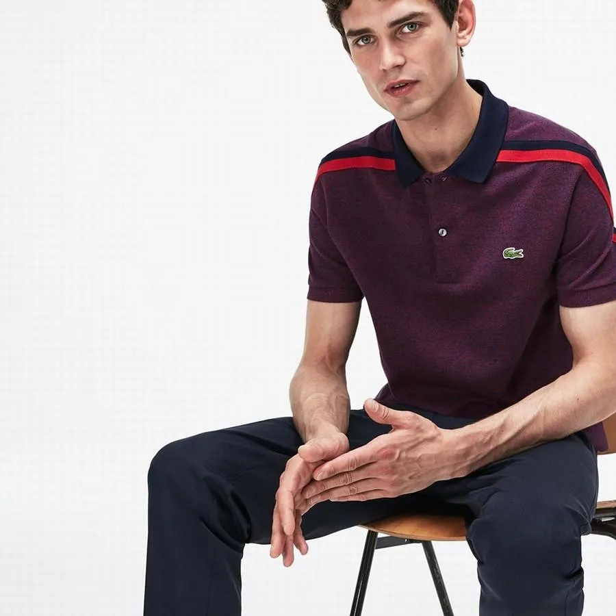 Áo Phông Men's Lacoste Made In France Regular Fit Cotton Pique Polo Đỏ Đô