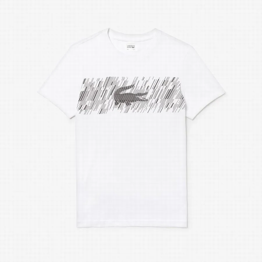Áo Nam Lacoste Men's Sport Crew Neck Croc Print Tech Jersey Tennis T-shirt Màu Trắng