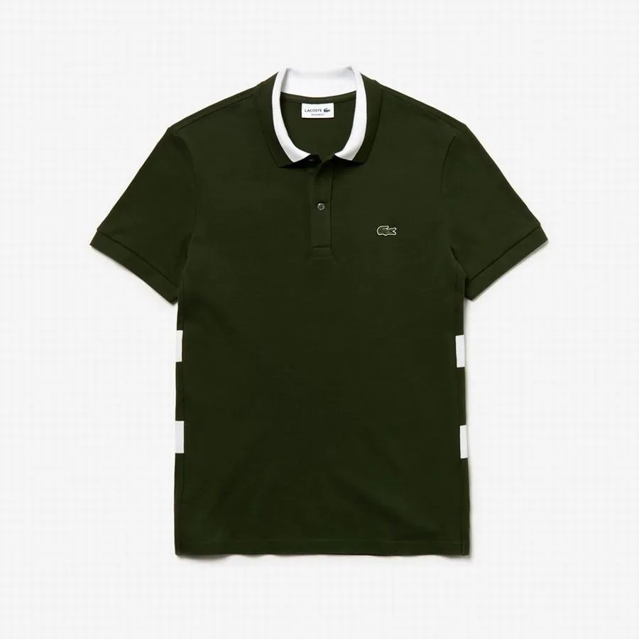 Áo Nam Men's Lacoste Regular Fit Striped Cotton Petit Pique Polo Shirt Màu Xanh Rêu - Thời trang - Vua Hàng Hiệu