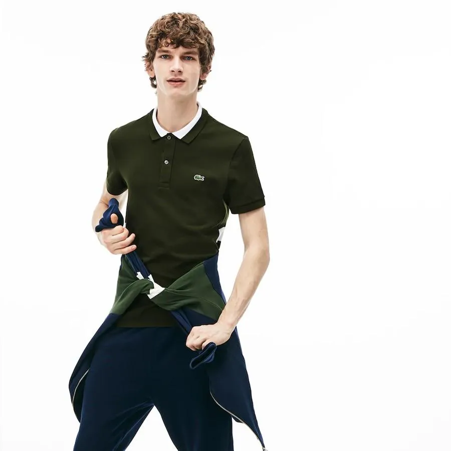 Áo Nam Men's Lacoste Regular Fit Striped Cotton Petit Pique Polo Shirt Màu Xanh Rêu - Thời trang - Vua Hàng Hiệu
