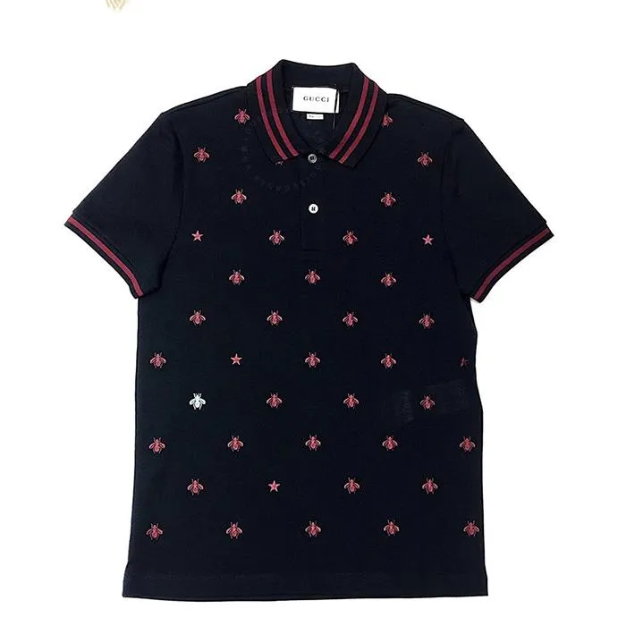 Áo Polo Gucci Embroidered Bees Polo Màu Đen