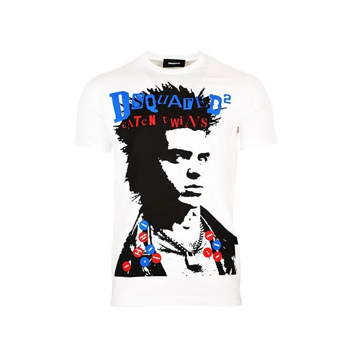 Áo Phông Dsquared2 T-Shirt With Sid Vicious Print Màu Trắng