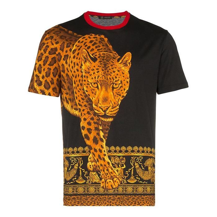 Áo Phông Versace Signature Wild Print T-Shirt For Men Màu Đen - 1