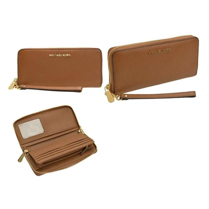 Ví Michael Kors MK Jet Set Travel Continental Wallet Luggage Màu Nâu