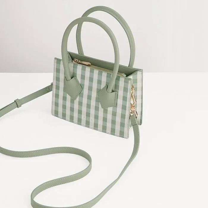 Túi Xách Tay Pedro Structured Top Handle Bag Màu Xanh Kẻ