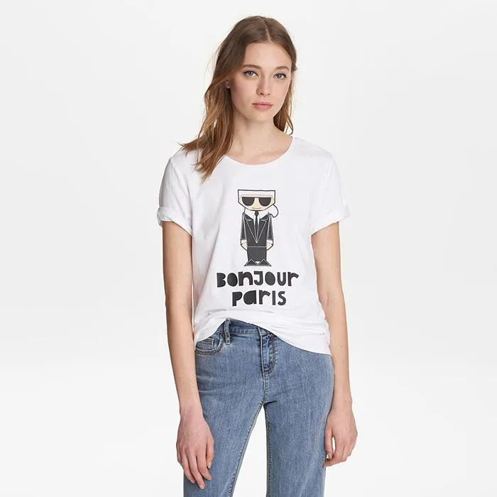 Áo Phông Karl Lagerfeld Bonjour Paris Doll Tee Màu Trắng - Thời trang - Vua Hàng Hiệu