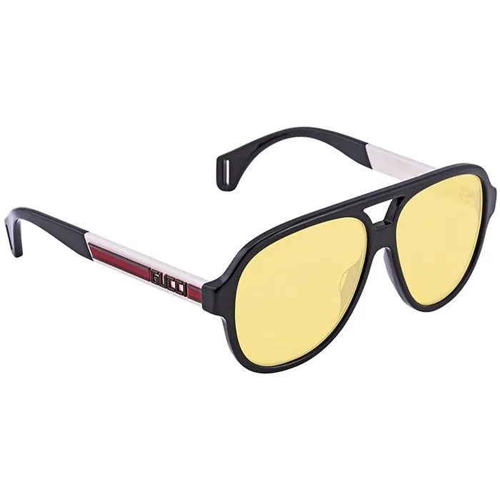 Kính Mát Gucci Yellow Round Men's Sunglasses GG0463S 001 58