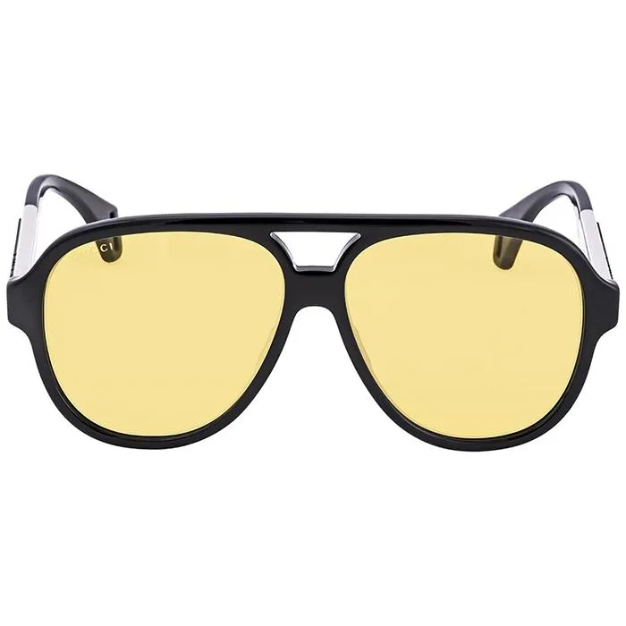 Kính Mát Gucci Yellow Round Men's Sunglasses GG0463S 001 58