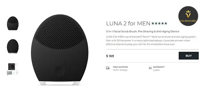 Máy Rửa Mặt Foreo Luna 2 (Đen - Black For Men) - Máy rửa mặt - Vua Hàng Hiệu