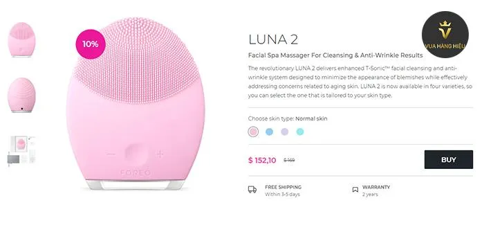 Máy Rửa Mặt Foreo Luna 2 (Hồng Nhạt Cho Da Thường - Normal Skin)