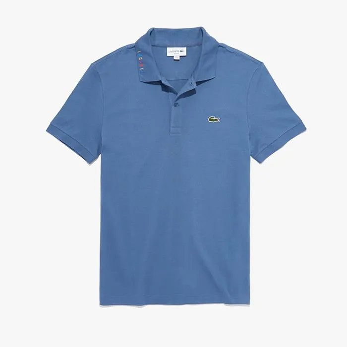 Áo Polo Lacoste Men's Slim Fit Multicolored Signature Stretch Pique Polo Màu Xanh Blue - Thời trang - Vua Hàng Hiệu