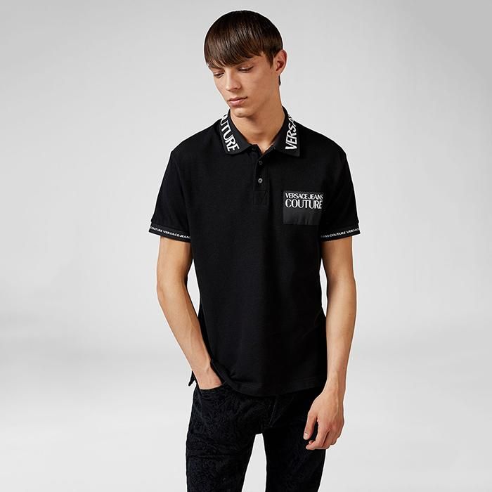 Áo Phông Versace Jeans Couture Collar Chest Logo Polo Shirt Màu Đen - 2