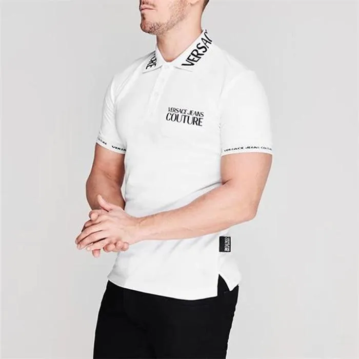 Áo Phông Versace Jeans Couture Collar Chest Logo Polo Shirt Màu Trắng