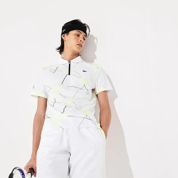 Áo Lacoste Men's Sport Graphic Print Breathable Piqué Tennis Polo Shirt Size XS
