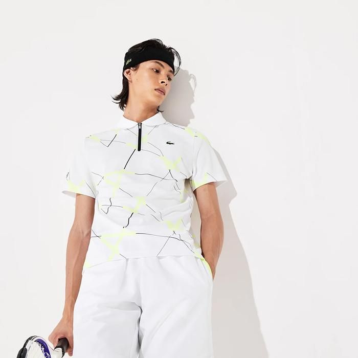 Áo  Lacoste Men's Sport Graphic Print Breathable Piqué Tennis Polo Shirt Size S - 1