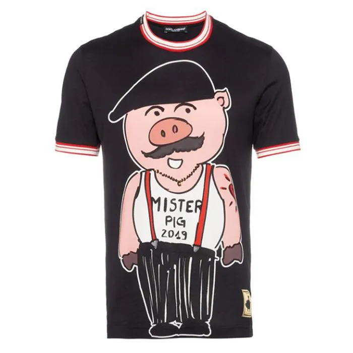 Áo Thun Nam Dolce & Gabbana D&G Sicily Pig Cotton T-Shirt Màu Đen - Thời trang - Vua Hàng Hiệu
