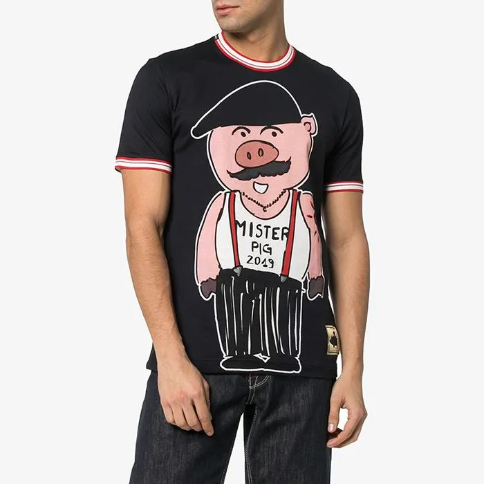 Áo Thun Nam Dolce & Gabbana D&G Sicily Pig Cotton T-Shirt Màu Đen - Thời trang - Vua Hàng Hiệu