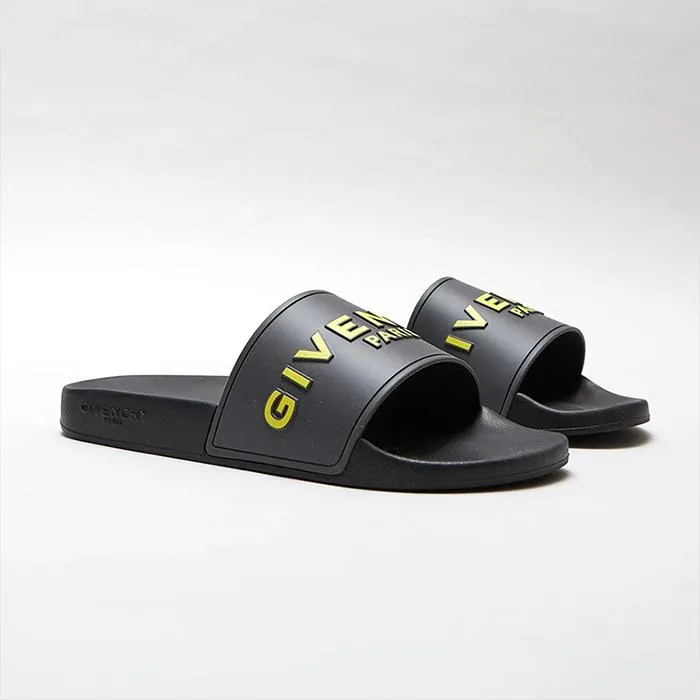 Dép Quai Ngang Givenchy Yellow 3D Logo Slides Màu Đen Xám - Dép - Vua Hàng Hiệu