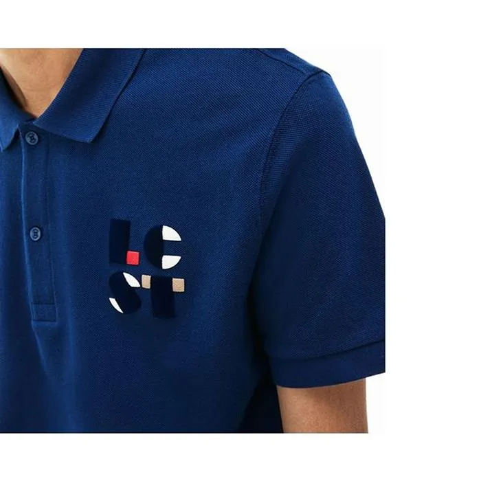 Áo Lacoste Men's Regular Fit LCST Lettering Petit Piqué Polo Shirt Màu Xanh Size XS