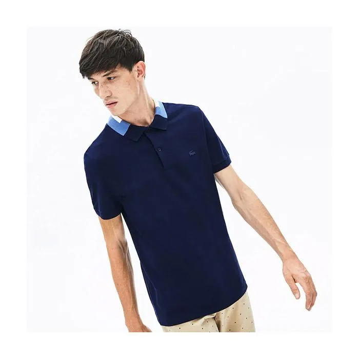 Áo Polo Men's Lacoste Slim Fit Colourblock Collar Cotton Pique Xanh Navy - Thời trang - Vua Hàng Hiệu