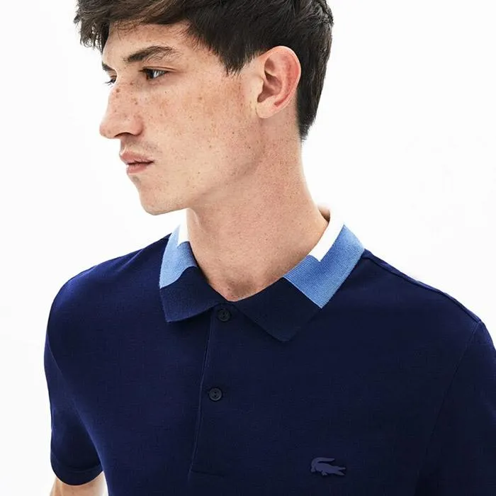 Áo Polo Men's Lacoste Slim Fit Colourblock Collar Cotton Pique Xanh Navy - Thời trang - Vua Hàng Hiệu