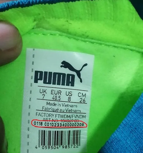 check mã code giày puma