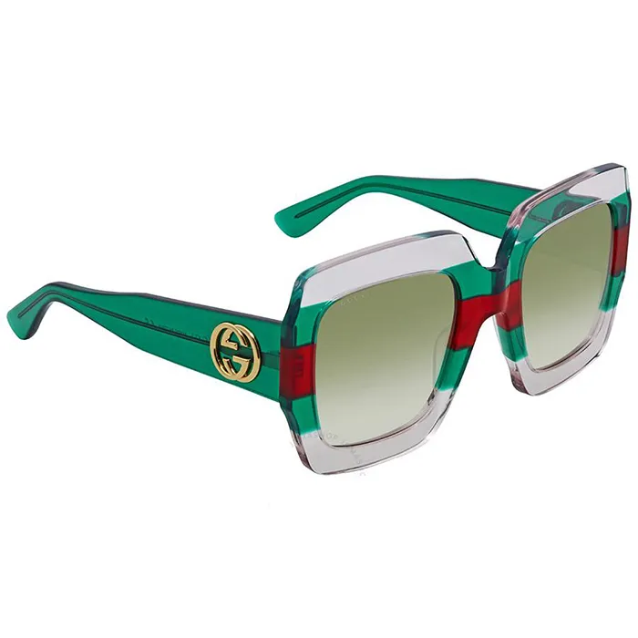 Kính Mát Gucci Green Gradient Square Sunglasses GG0178S 001 54
