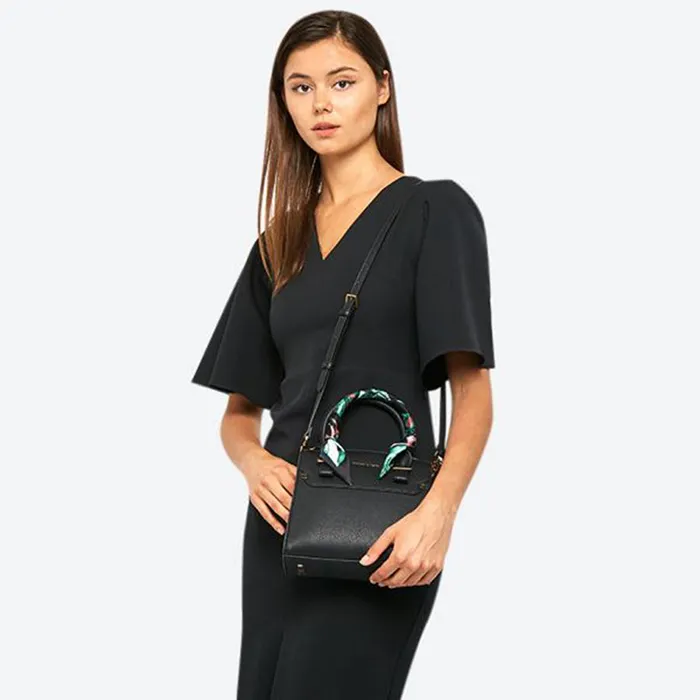 Túi Cầm Tay Nữ Charles & Keith CNK Scarf Wrapped Top Handle Bag Ck2-50780817-2 Màu Đen