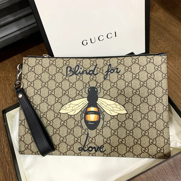 Túi Clutch Gucci Bee Print 473904 9CD1N-8666 Màu Nâu Nhạt - Túi xách - Vua Hàng Hiệu