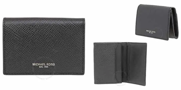 Ví Cầm Tay Michael Kors MK Men's Harrison Leather Card Case Business Card Holder Màu Đen