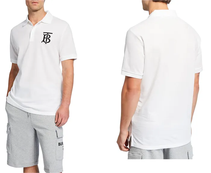 Áo Phông Burberry Men's Logo-Patch Polo Shirt Màu Trắng