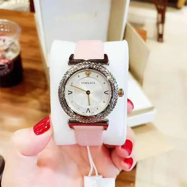 Đồng Hồ Nữ Versace VERE00118 V-Motif Dây Da Hồng Nude